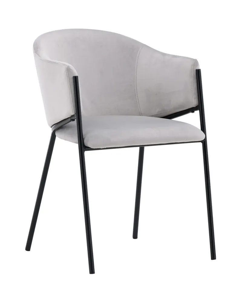 Evelina Esszimmerstühle im 2er-Set in Grau, Gestell Schwarz, Polyester-Samt, Ansicht 11