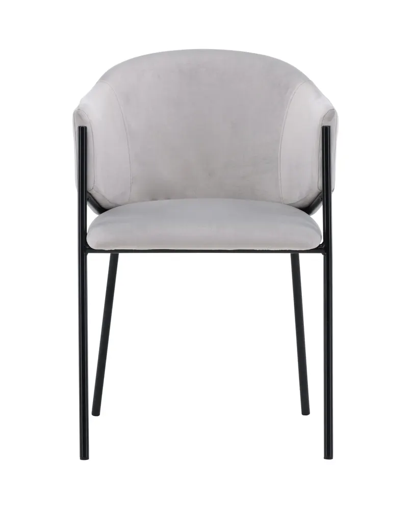 Evelina Esszimmerstühle im 2er-Set in Grau, Gestell Schwarz, Polyester-Samt, Ansicht 12