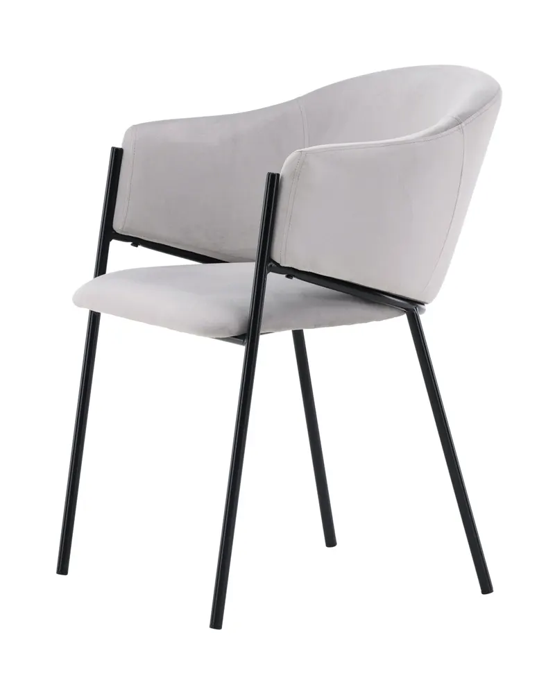 Evelina Esszimmerstühle im 2er-Set in Grau, Gestell Schwarz, Polyester-Samt, Ansicht 2
