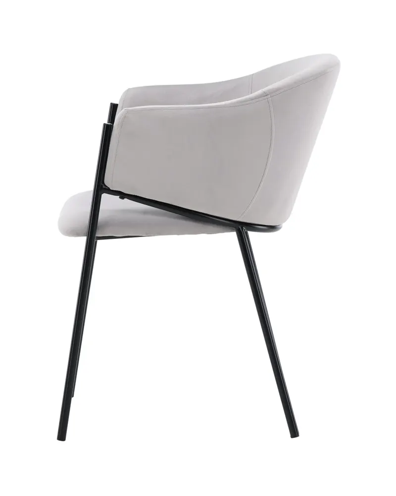 Evelina Esszimmerstühle im 2er-Set in Grau, Gestell Schwarz, Polyester-Samt, Ansicht 3