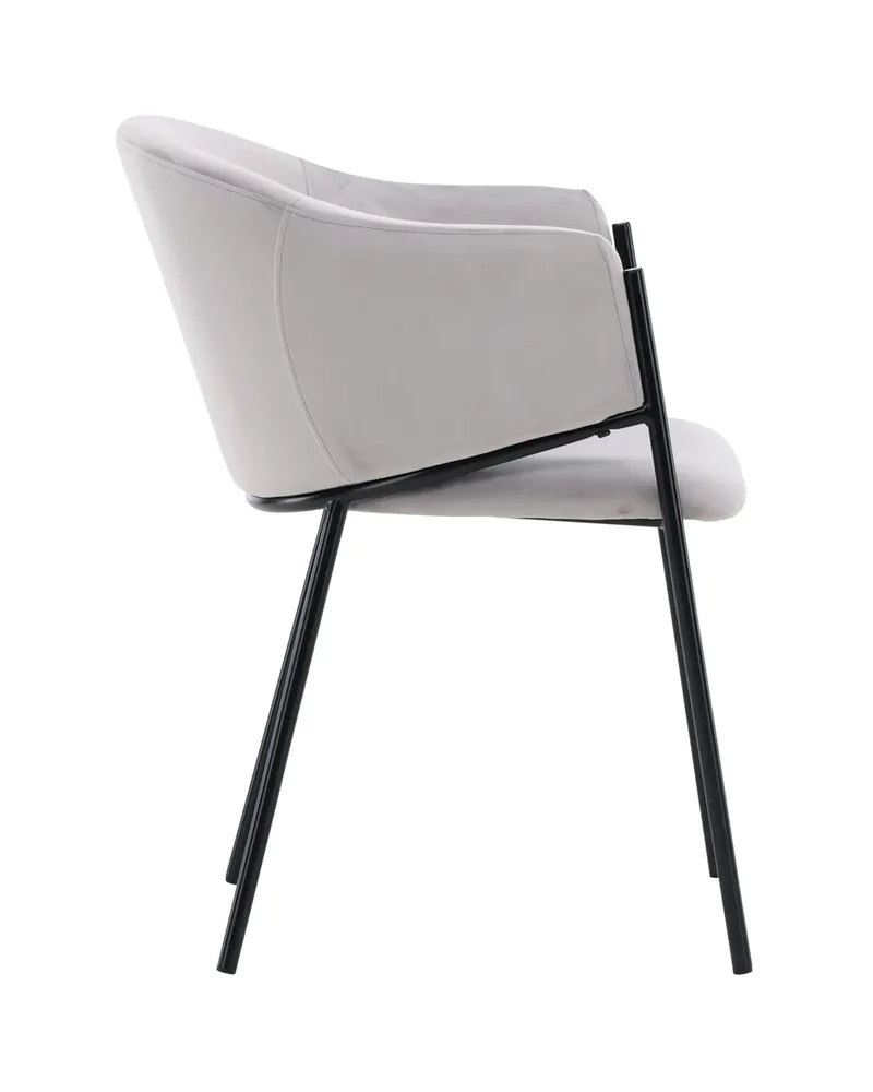 Evelina Esszimmerstühle im 2er-Set in Grau, Gestell Schwarz, Polyester-Samt, Ansicht 9