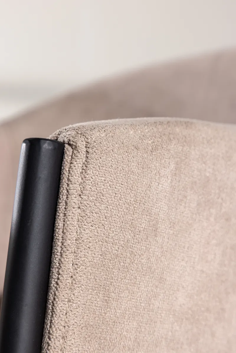 Evelina Esszimmerstühle im 2er-Set in Beige, Gestell Schwarz, Polyester in Leinenoptik, im Wohnraum, Ansicht 4