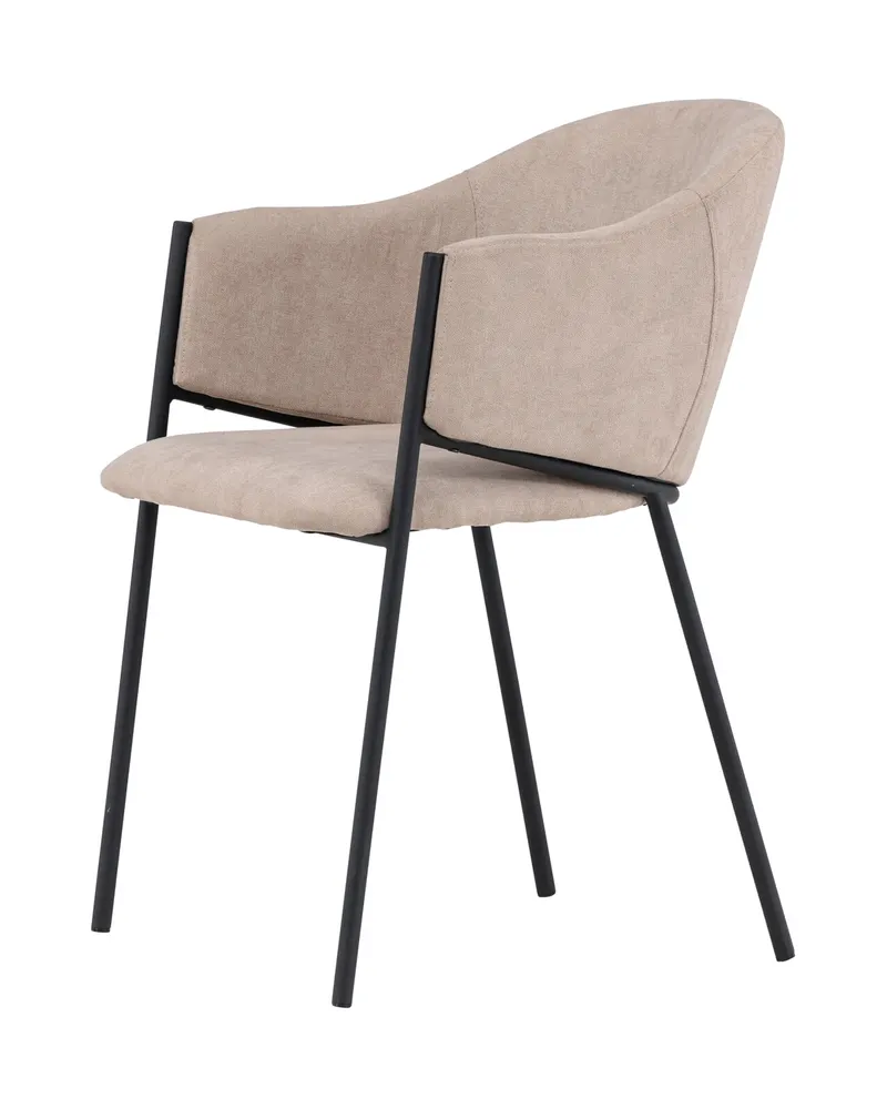 Evelina Esszimmerstühle im 2er-Set in Beige, Gestell Schwarz, Polyester in Leinenoptik, Ansicht 8
