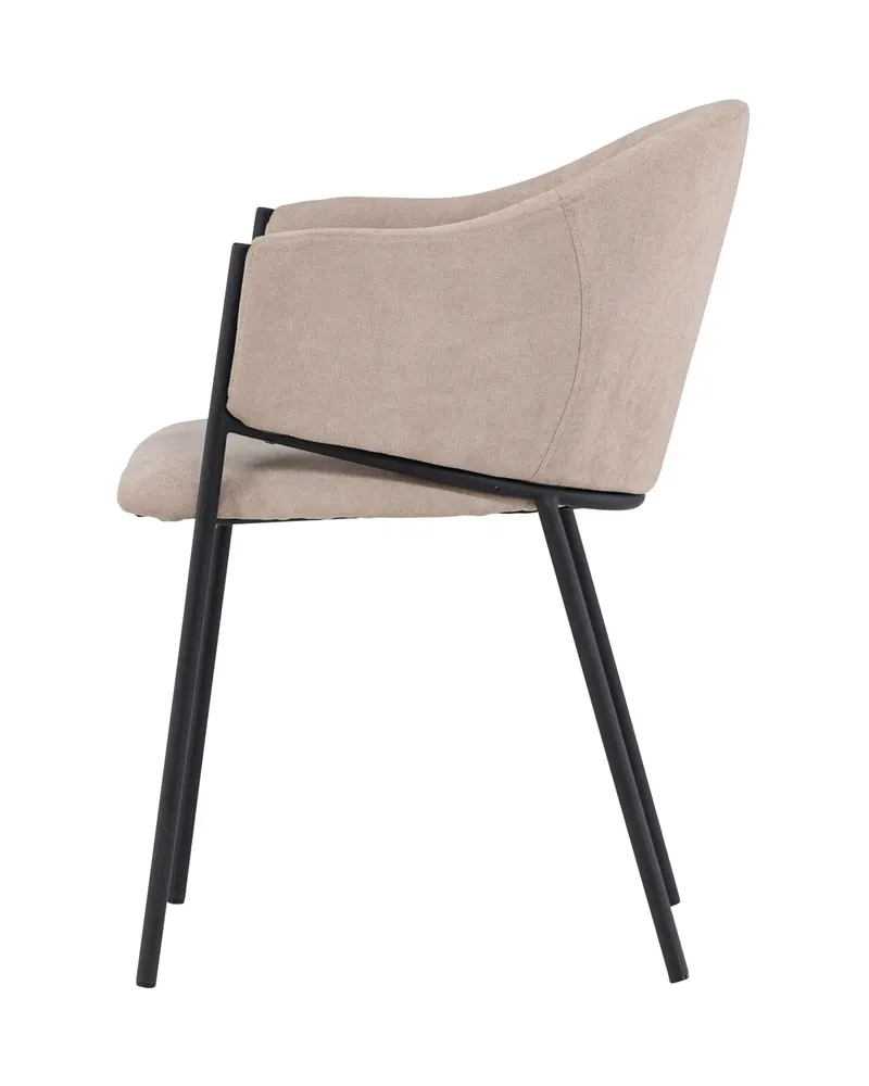 Evelina Esszimmerstühle im 2er-Set in Beige, Gestell Schwarz, Polyester in Leinenoptik, Ansicht 9