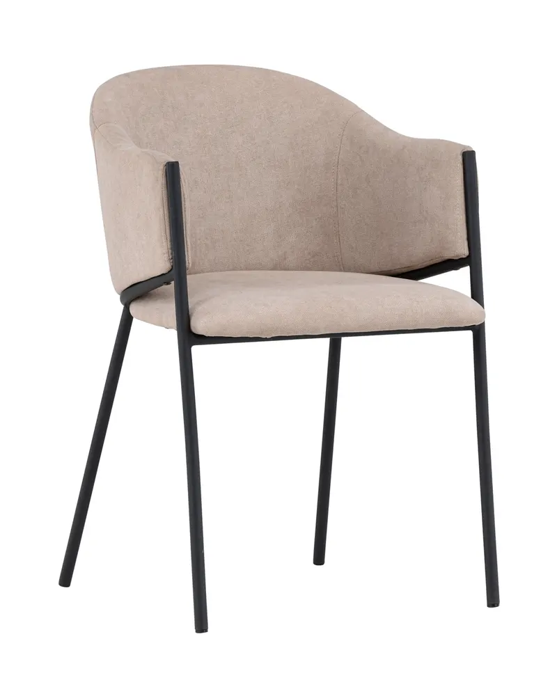 Evelina Esszimmerstühle im 2er-Set in Beige, Gestell Schwarz, Polyester in Leinenoptik, Ansicht 13