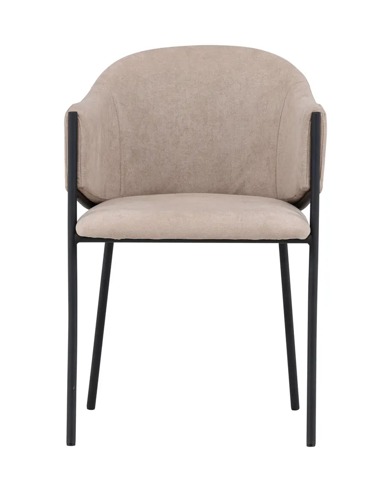 Evelina Esszimmerstühle im 2er-Set in Beige, Gestell Schwarz, Polyester in Leinenoptik, Ansicht 3