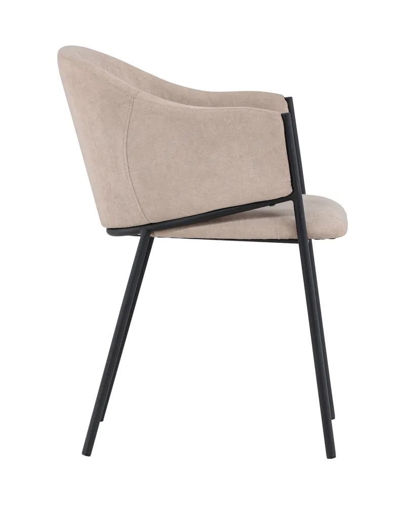 Evelina Esszimmerstühle im 2er-Set in Beige, Gestell Schwarz, Polyester in Leinenoptik, Ansicht 5