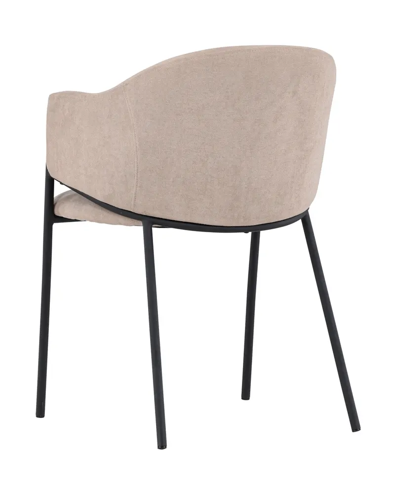 Evelina Esszimmerstühle im 2er-Set in Beige, Gestell Schwarz, Polyester in Leinenoptik, Ansicht 6