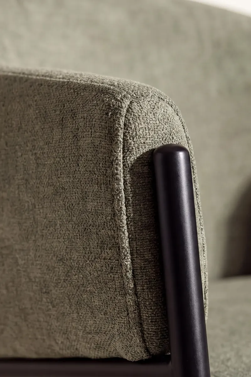 Evelina Esszimmerstühle im 2er-Set in Dunkelgrün, Gestell Schwarz, Polyester in Leinenoptik, im Wohnraum, Ansicht 4
