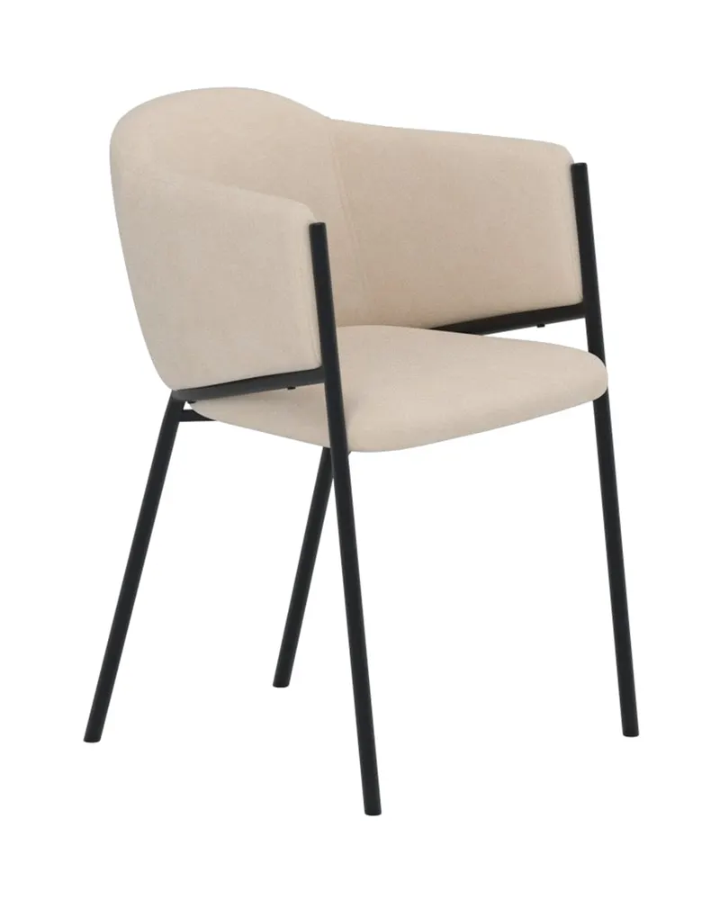 Evelina Esszimmerstuhl mit Stahlgestell in Beige, Gestell Schwarz, Polyester-Samt, Ansicht 2