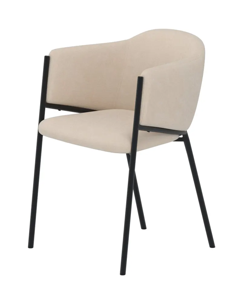 Evelina Esszimmerstuhl mit Stahlgestell in Beige, Gestell Schwarz, Polyester-Samt, Ansicht 3