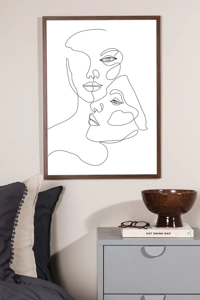 Faces Poster mit zwei Gesichtern in Line-Art in 30 × 21 cm, im Wohnraum, Ansicht 1