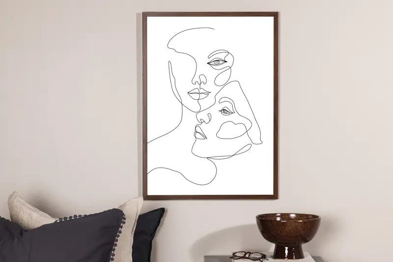 Faces Poster mit zwei Gesichtern in Line-Art in 30 × 21 cm, im Wohnraum, Ansicht 2