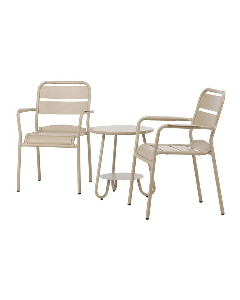 Faro Balkonmöbel-Set aus Aluminium mit zwei Armlehnstühlen und rundem Tisch, Ansicht 2