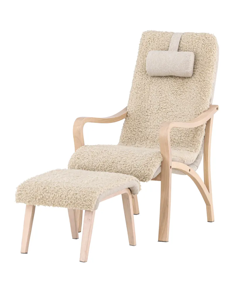 Fårö Loungesessel mit Fußhocker in Braun, Gestell Beige, Ansicht 1