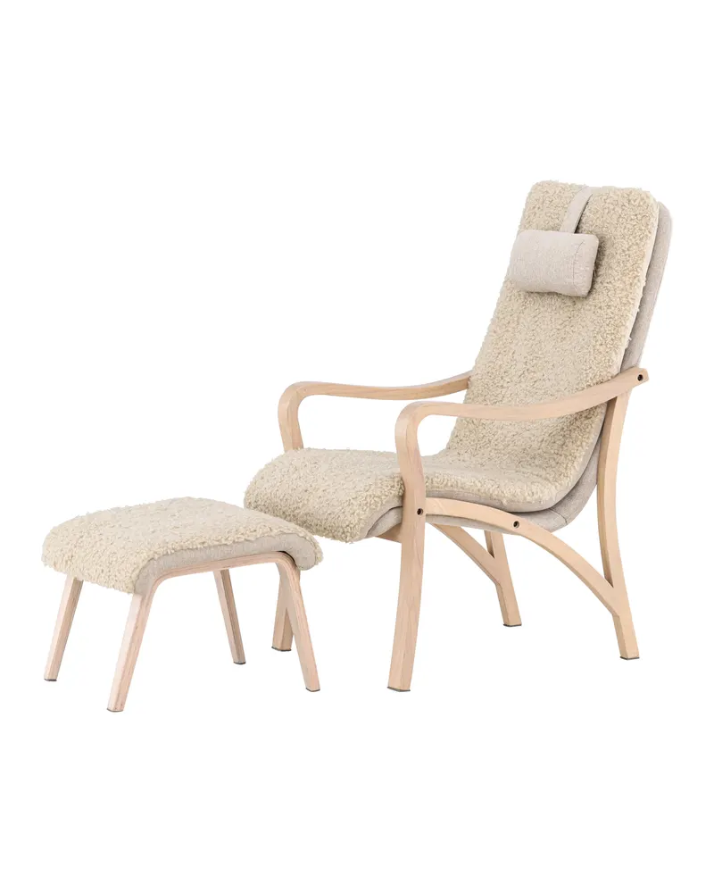 Fårö Loungesessel mit Fußhocker in Braun, Gestell Beige, Ansicht 6