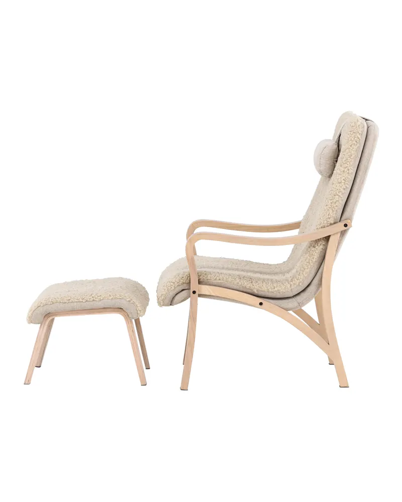 Fårö Loungesessel mit Fußhocker in Braun, Gestell Beige, Ansicht 7