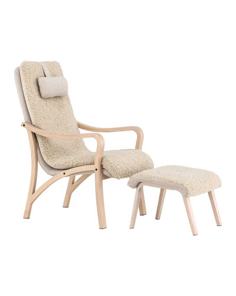 Fårö Loungesessel mit Fußhocker in Braun, Gestell Beige, Ansicht 12