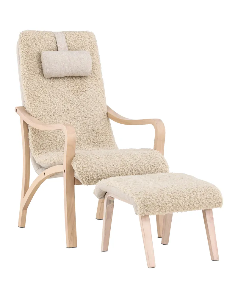 Fårö Loungesessel mit Fußhocker in Braun, Gestell Beige, Ansicht 3
