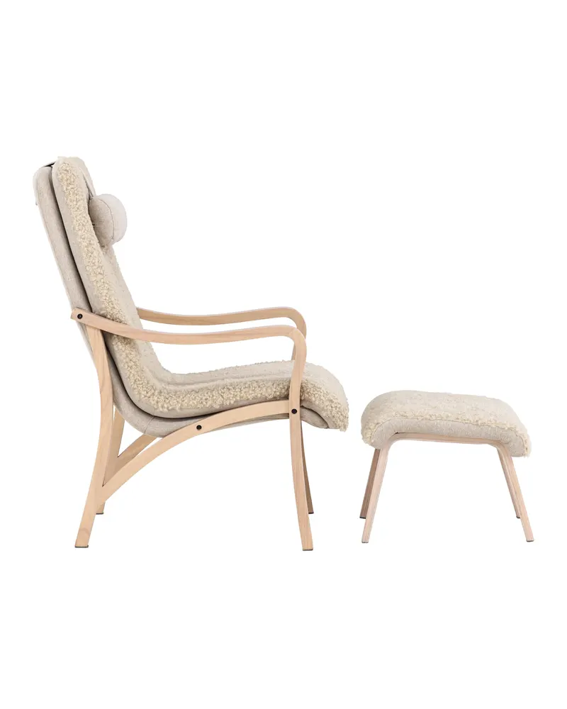 Fårö Loungesessel mit Fußhocker in Braun, Gestell Beige, Ansicht 4