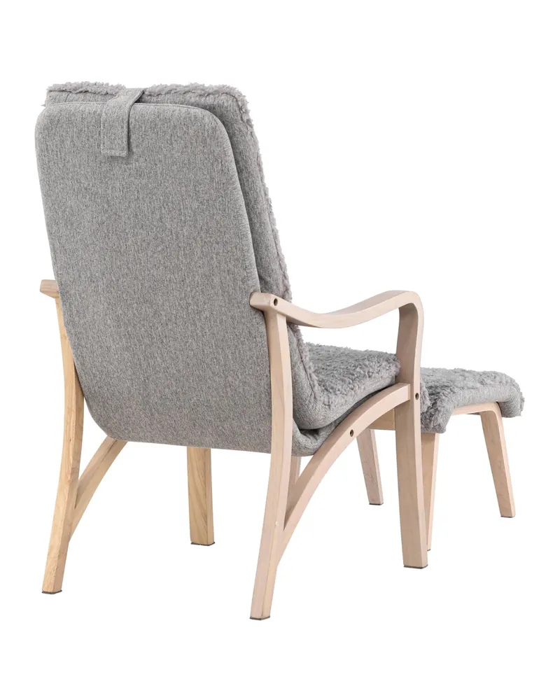 Fårö Loungesessel mit Fußhocker in Hellgrau, Gestell Whitewash, Ansicht 10