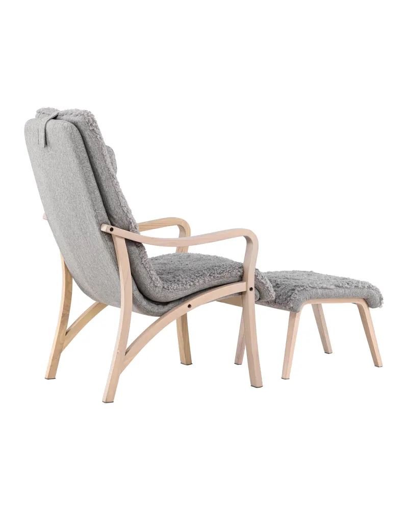 Fårö Loungesessel mit Fußhocker in Hellgrau, Gestell Whitewash, Ansicht 11