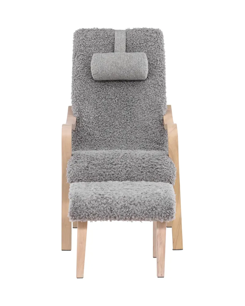 Fårö Loungesessel mit Fußhocker in Hellgrau, Gestell Whitewash, Ansicht 2