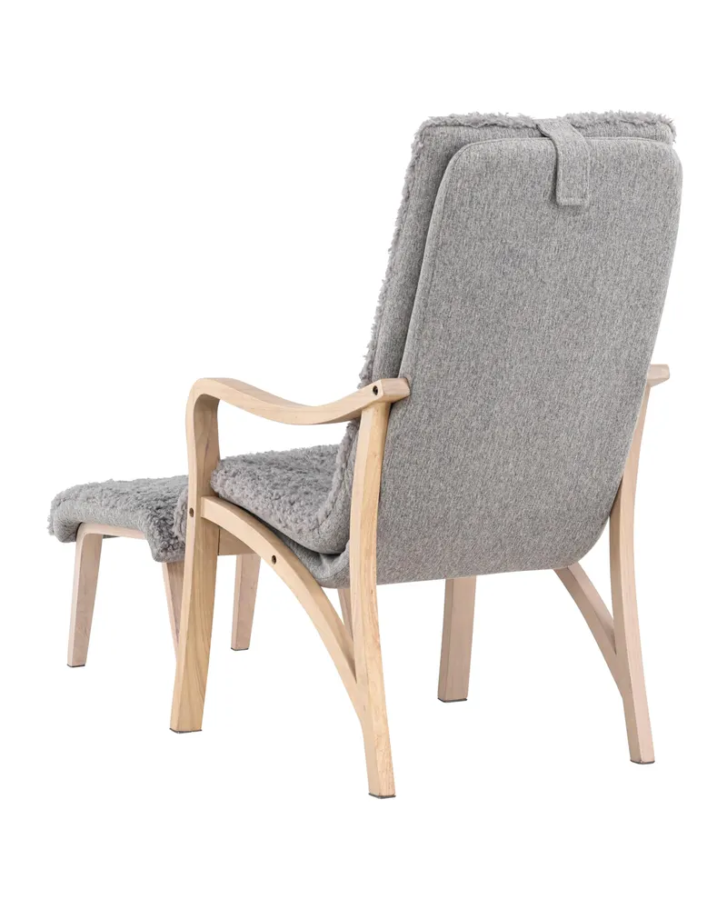 Fårö Loungesessel mit Fußhocker in Hellgrau, Gestell Whitewash, Ansicht 5