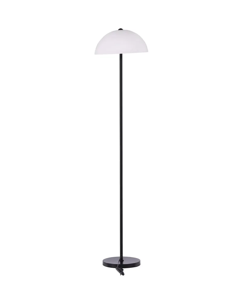 Ferrand Stehlampe mit weißem Glasschirm und schwarzem Eisenfuß