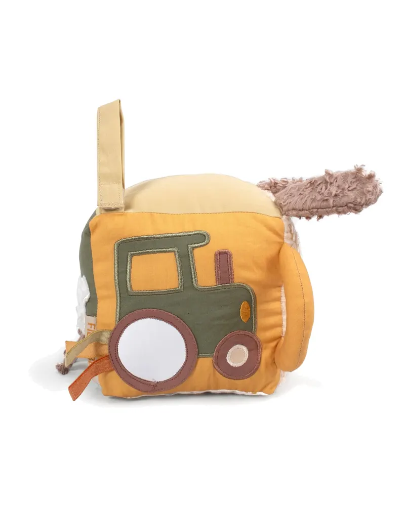 FILIBABBA Baby-Aktivitätswürfel Magic Farm aus Bio-Baumwolle, Grün- und Erdtöne, 14 × 14 × 14 cm, Ansicht 4