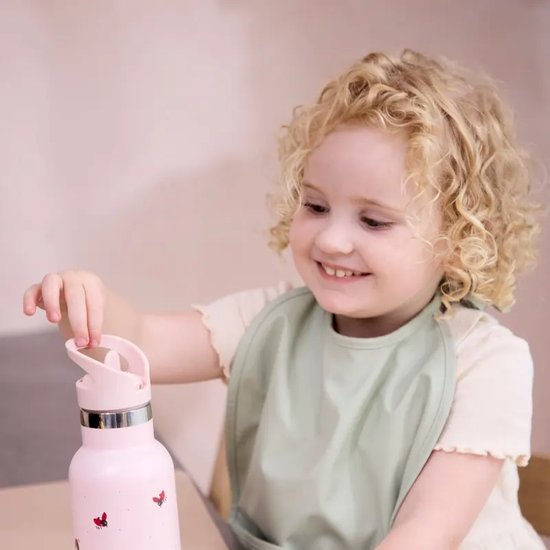 FILIBABBA Edelstahl-Trinkflasche Lucky mit zwei Verschlüssen, Rose, H 20 × B 7 × L 7 cm, Ansicht 2