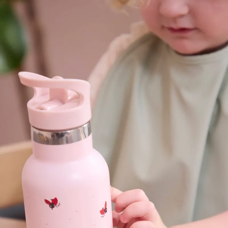 FILIBABBA Edelstahl-Trinkflasche Lucky mit zwei Verschlüssen, Rose, H 20 × B 7 × L 7 cm, Ansicht 3