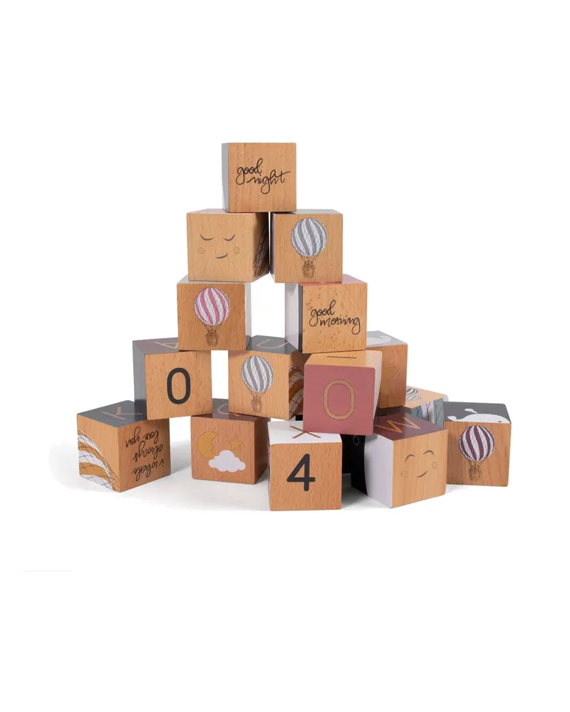 Holzbausteine mit Buchstaben und Zahlen, 16-teilig