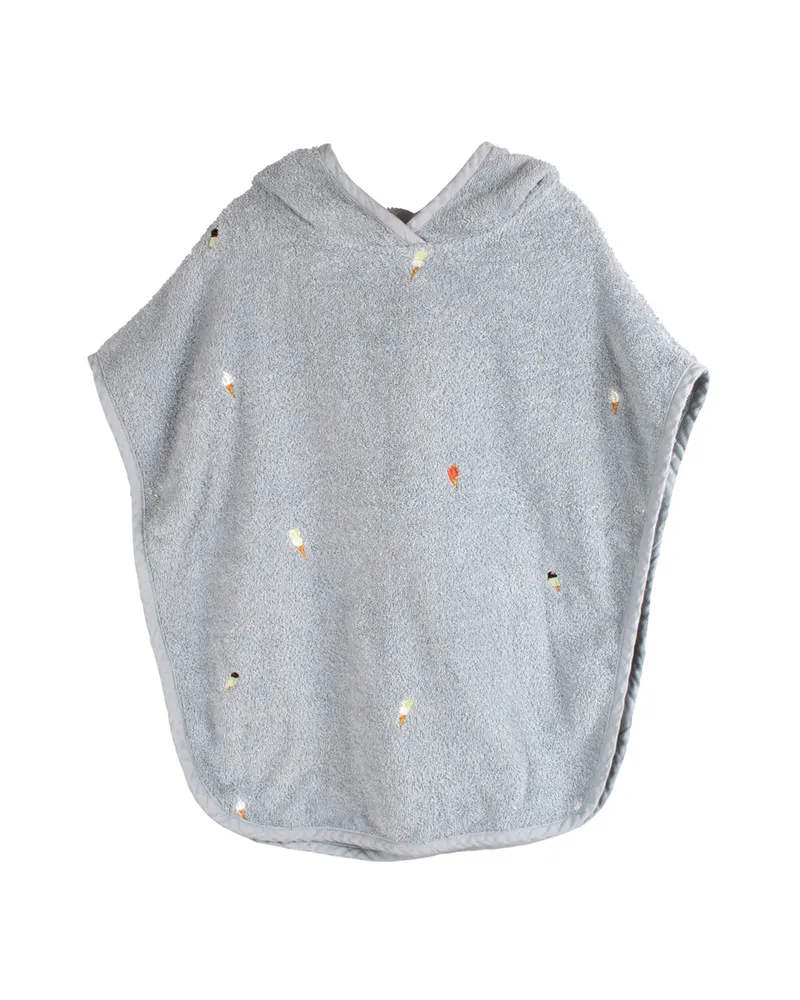 Kinder-Badeponcho mit Eismotiv aus Bio-Baumwolle, Perlblau