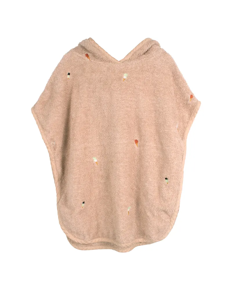 Kinder-Strandponcho mit Eismotiv aus Bio-Baumwolle, Frappé