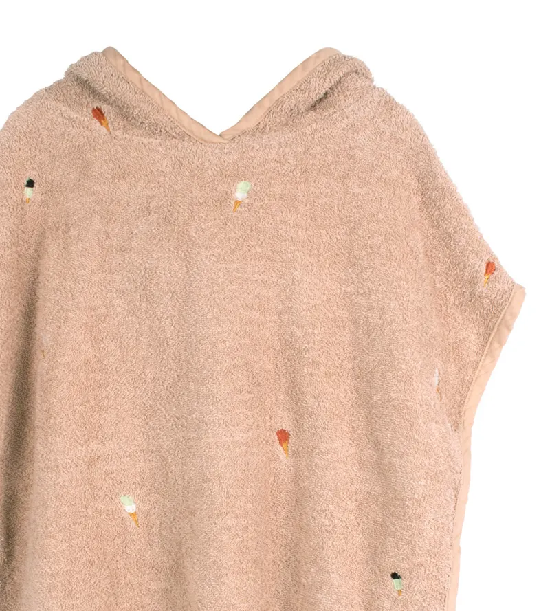 FILIBABBA Kinder-Strandponcho mit Eismotiv aus Bio-Baumwolle, Frappé, Einheitsgröße; für Kinder von 1 bis 5 Jahren, Ansicht 3
