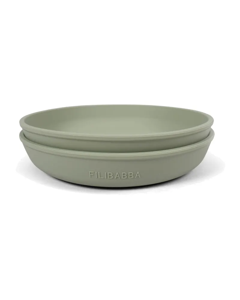 Kinderteller aus Silikon mit Saugnapf, 2er-Set, Grün