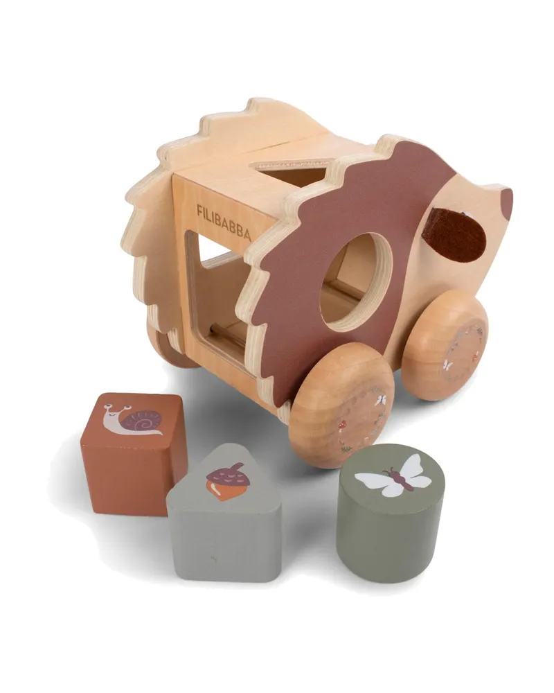 Nachziehspielzeug und Steckspiel Henning der Igel aus Holz, FILIBABBA, 16 × 12 × 11 cm, Ansicht 4