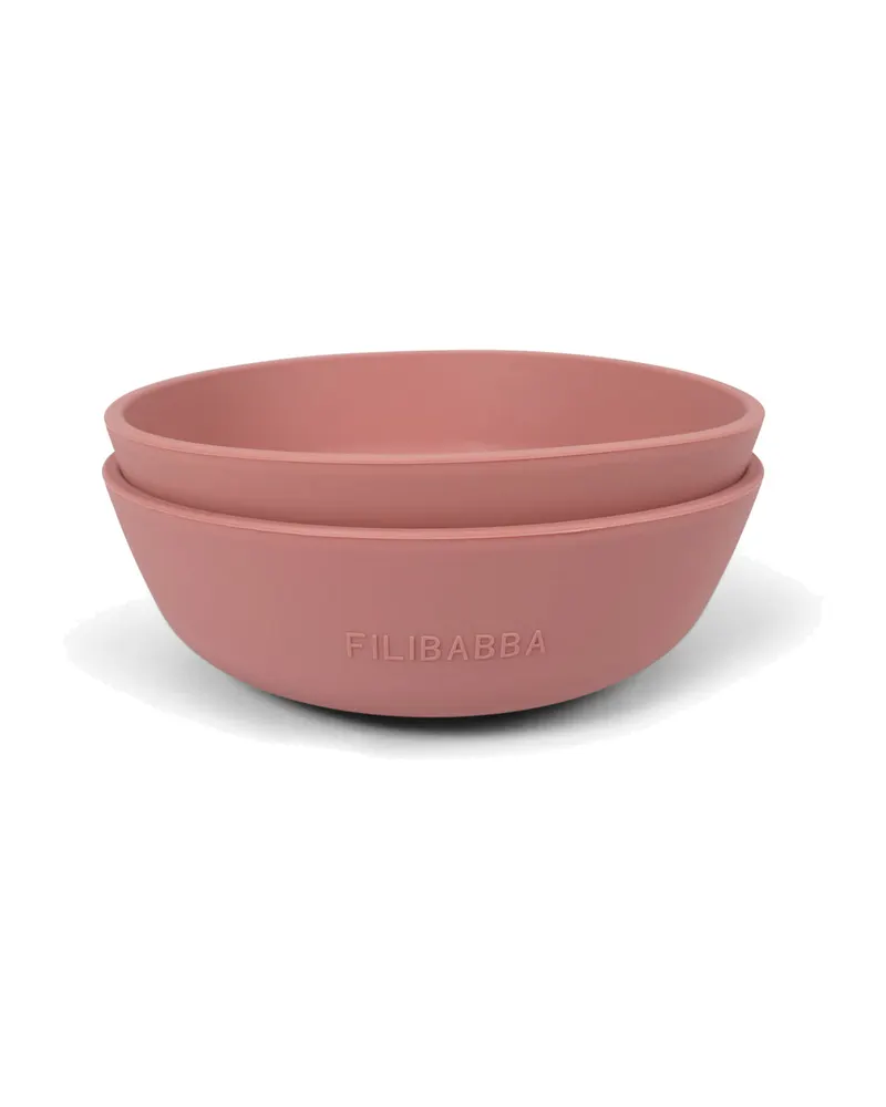 Silikonschalen mit Saugnapf, 2er-Set in Rosé