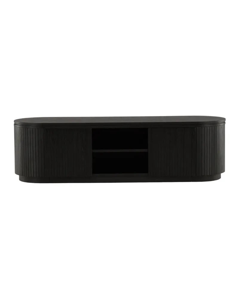Fjällbacka TV-Lowboard in Schwarz mit abgerundeten Seiten