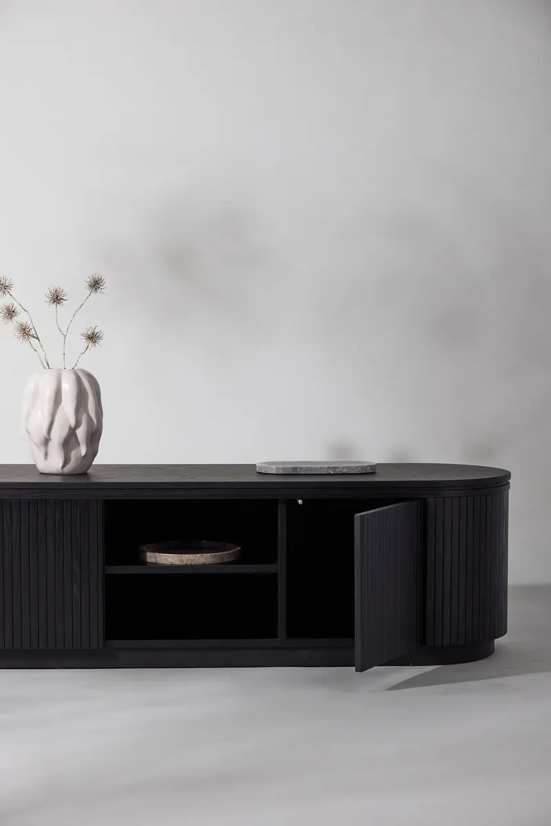 Fjällbacka TV-Lowboard mit abgerundeten Seiten, im Wohnraum, Ansicht 5