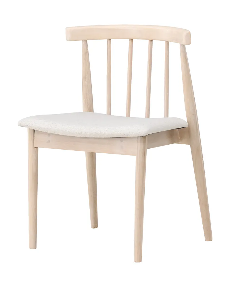 Flora Esszimmerstühle im 2er-Set aus Holz, Sprossenlehne in Whitewash
