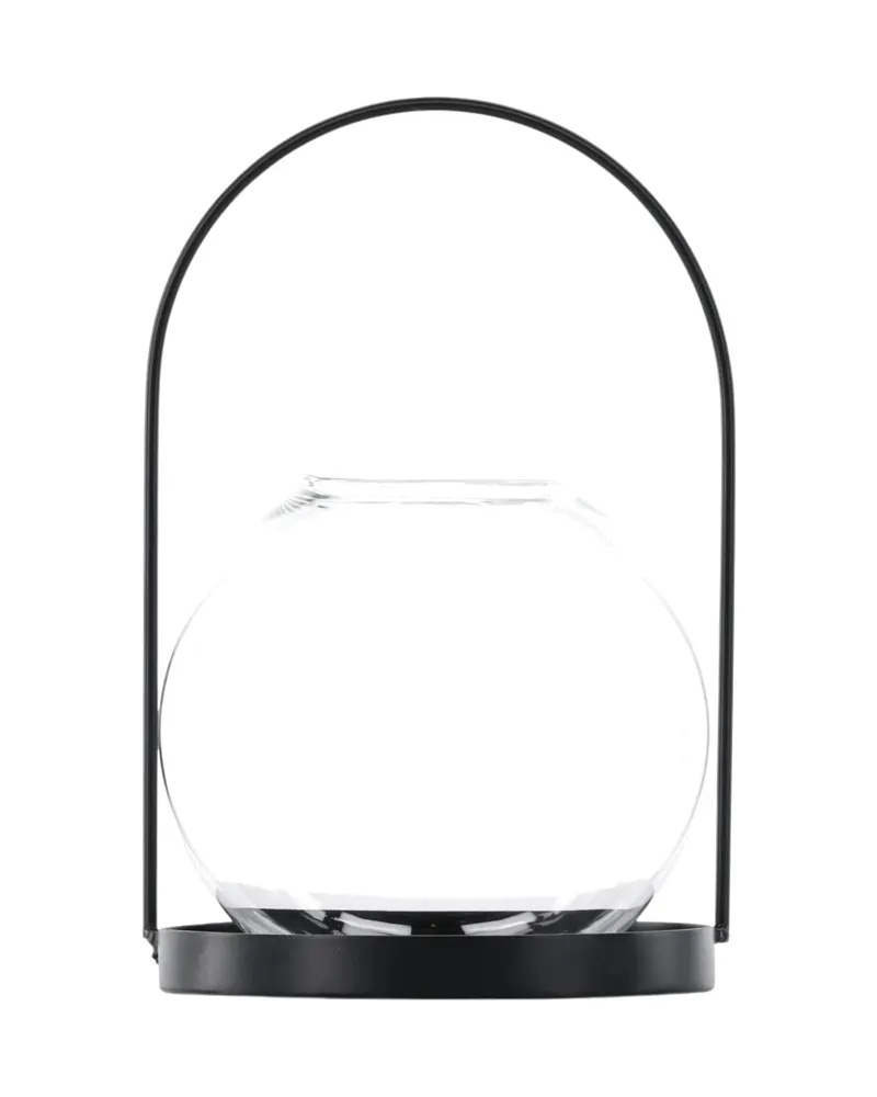 Flora Windlicht-Laterne mit Bügel aus Eisen und Glas in Ø 22 cm, Ansicht 1