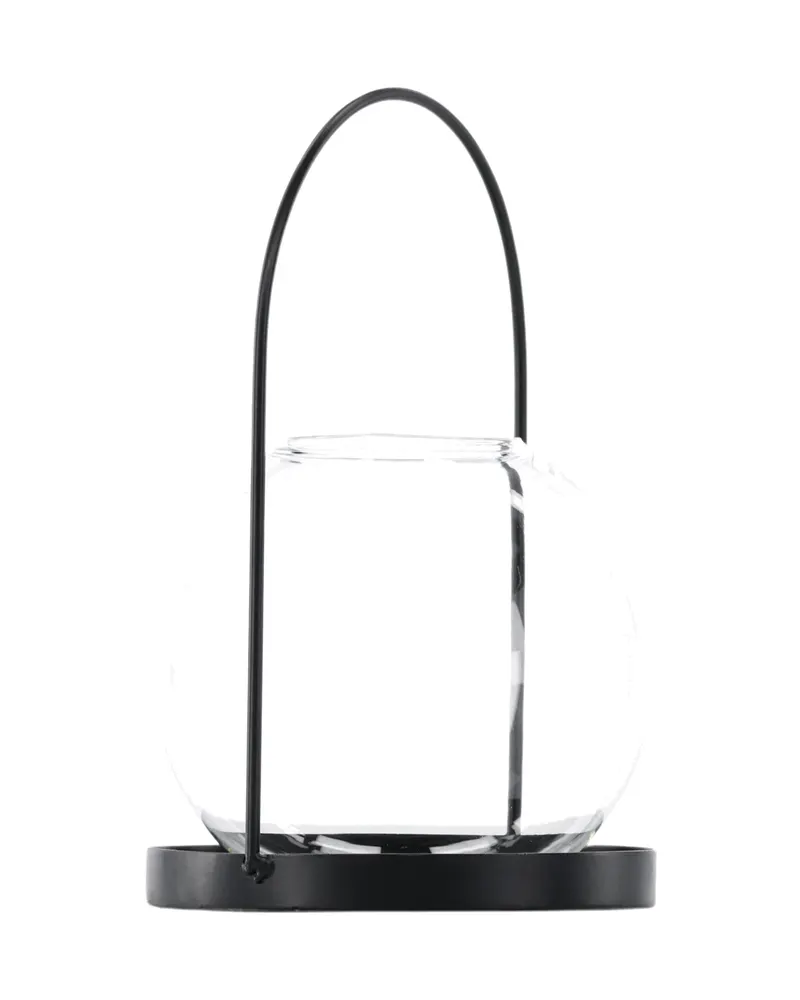 Flora Windlicht-Laterne mit Bügel aus Eisen und Glas in Ø 22 cm, Ansicht 3