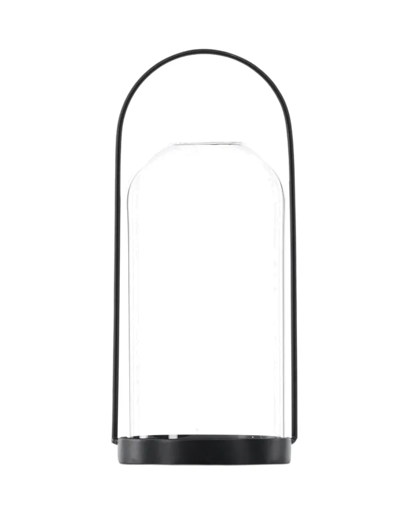 Flora Windlicht-Laterne mit Bügel aus Eisen und Glas, Schwarz