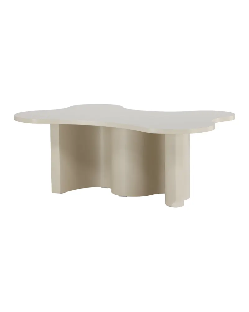 Flow Couchtisch in Beige mit geschwungener Platte und Wellenfuß