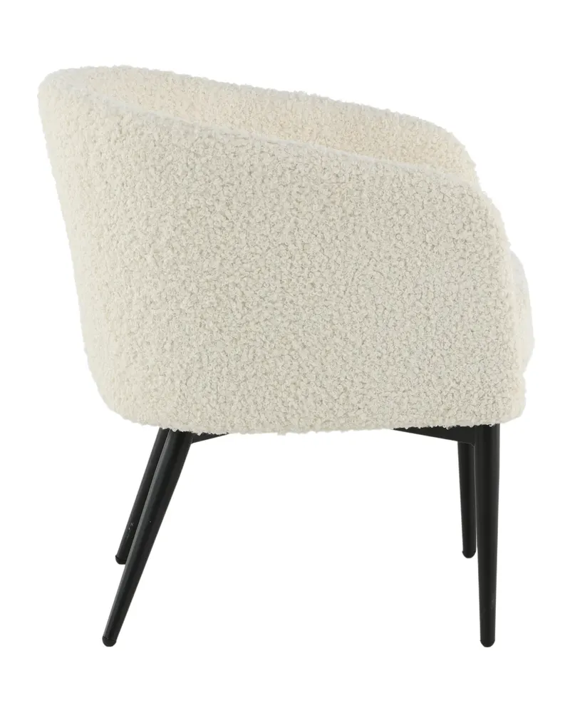 Fluffy Sessel aus Teddystoff in Weiß, Gestell Schwarz, Ansicht 10