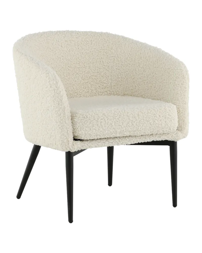 Fluffy Sessel aus Teddystoff in Weiß, Gestell Schwarz, Ansicht 12