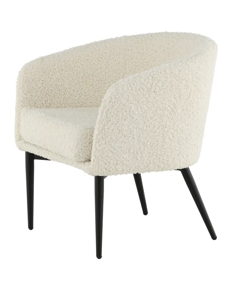 Fluffy Sessel aus Teddystoff in Weiß, Gestell Schwarz, Ansicht 3