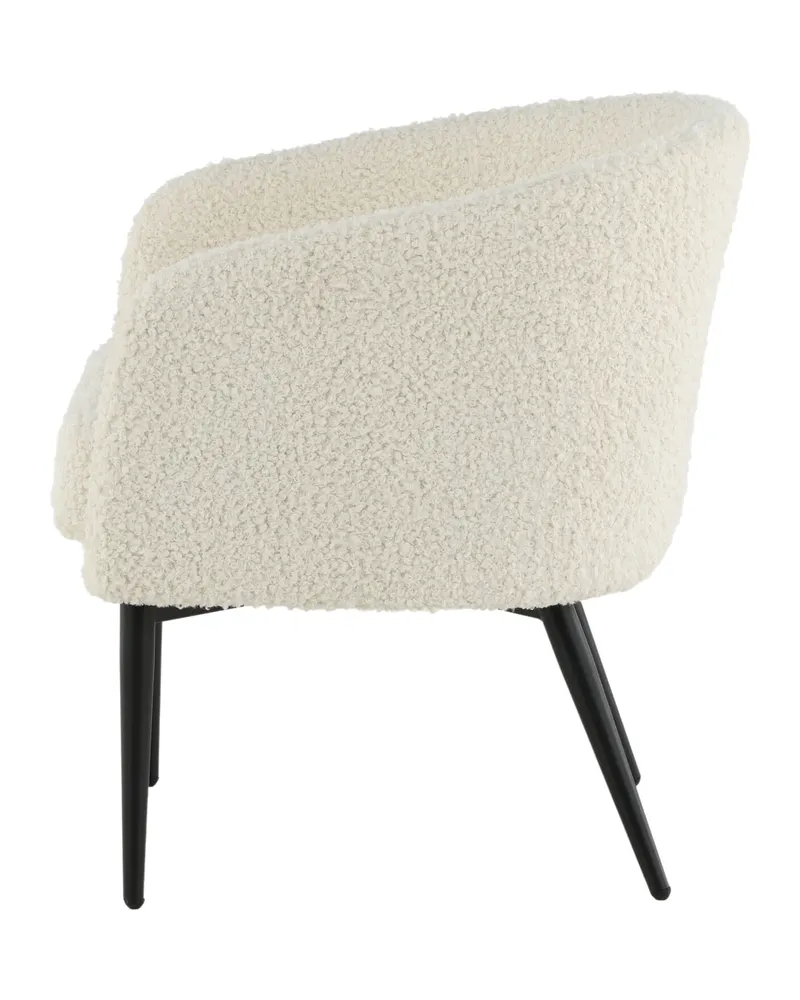 Fluffy Sessel aus Teddystoff in Weiß, Gestell Schwarz, Ansicht 4